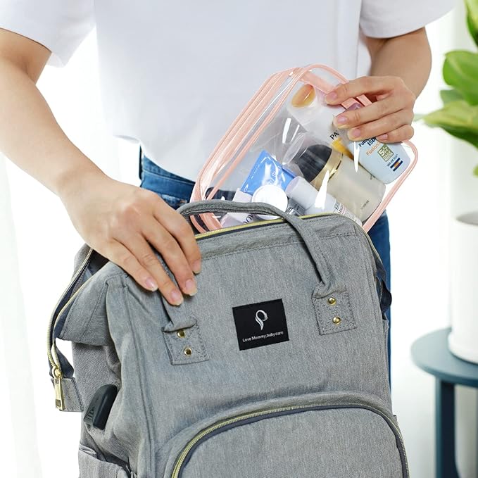 PACKISM TSA Approved Toiletry Bag 3 Medium - Quart Size Clear Makeup Bag for Carry On, Airport Security Compliant Clear Travel bag for Toiletries with Reinforced Seams, Pink