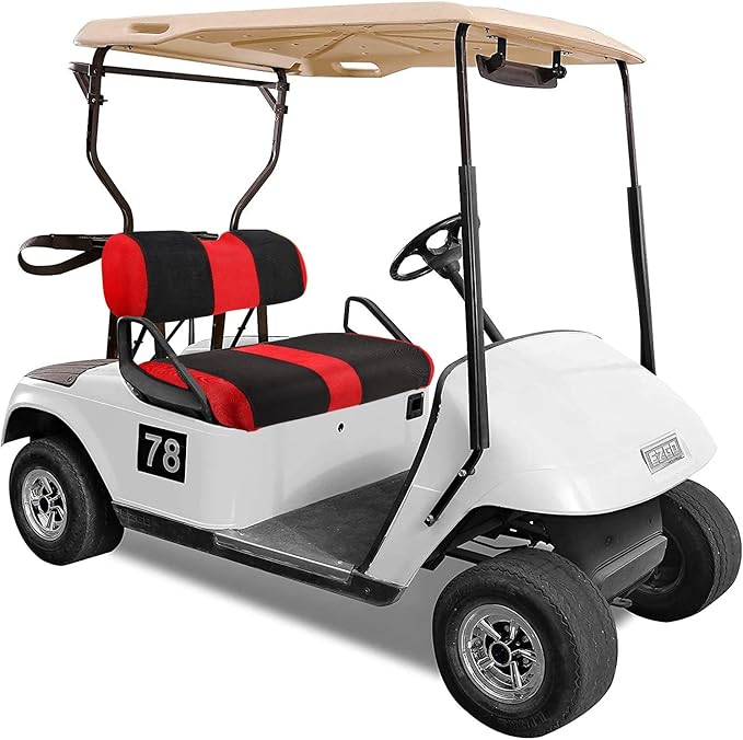 EZGO Golf Cart Front Seat Covers, Golf Cart Seat Cover Fit for EZGO TXT OEM Ordinary Seat Cushion, Washable Breathable Air Polyester Mesh Cloth, Cool in Summer and Warm in Winter