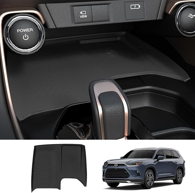 Wireless Charging Anti-Slip Mat for Grand Highlander Accessories, Black Silicone Protective Pad for 2026 2025 2024 Grand Highlander Accessories