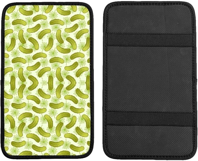 Car Armrest Cover Auto Center Console Pad Arm Rest Cushion Soft Car Accessories Universal for Most Vehicle (Dill Pickles Pattern Design)
