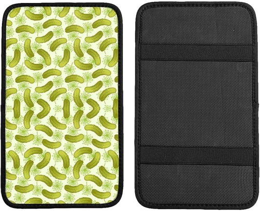 Car Armrest Cover Auto Center Console Pad Arm Rest Cushion Soft Car Accessories Universal for Most Vehicle (Dill Pickles Pattern Design)