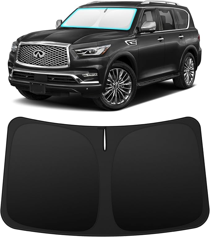 INSAUTO Custom Fit Windshield Sun Shade Accessories for Infiniti QX80 2014-2024, Foldable Front Window Sunshade, UV & Heat Reflector, Keeps Interior Cool, Includes Storage Bag