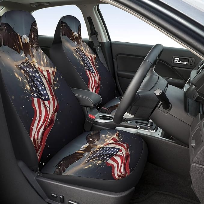 5 Pcs Premium Eagle Car Seat Cover, Breathable & Washable Car Seat Covers Full Sets, Fashionable Printed Seat Covers for Cars Interior, Universal Fit for Most Cars, Sedan, Truck, SUV