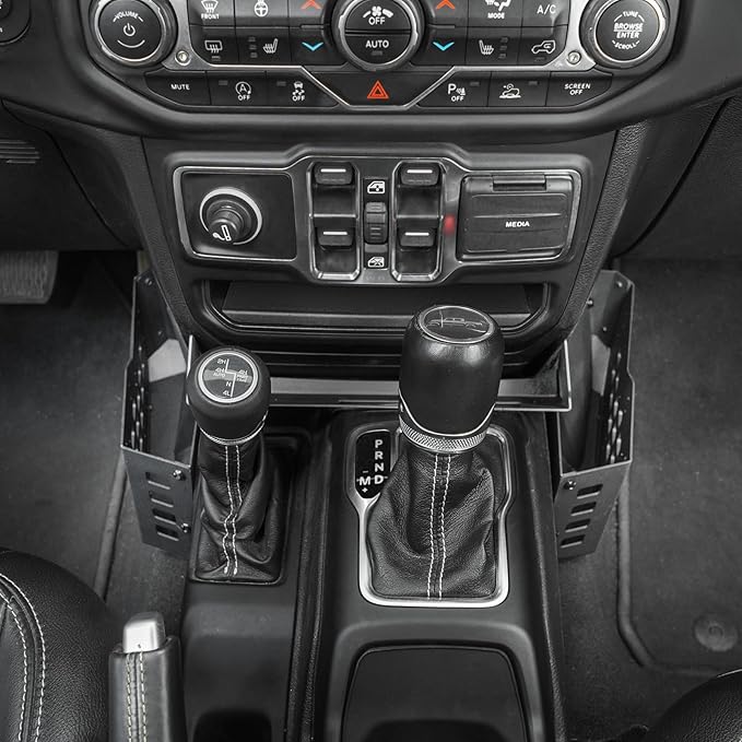 Center Console Organizer, Metal Gear Shift Side Tray for Jeep Storage Accessories, Center Console Storage Box Fits Jeep Wrangler JL Gladiator JT 2018–2025