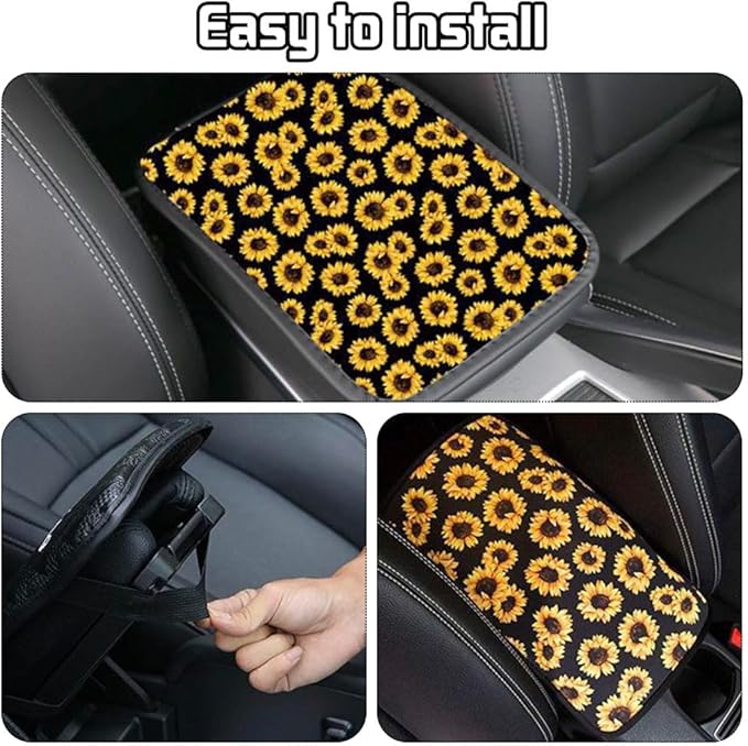 BAOZOON 2 Pcs Sublimation Auto Center Console Armrest Cover Blanks Car Center Console Cushion Pad Seat Box Cover Protector Neoprene Car Armrest Pad for Car Seat Handrail Box