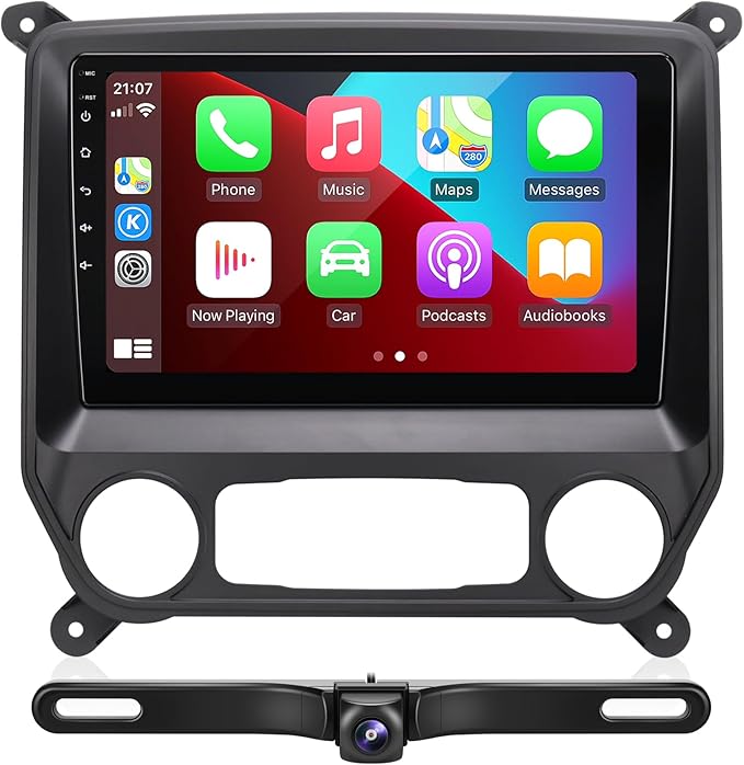 for Silverado Sierra Radio Compatible with Wireless Carplay Android Auto,Car Stereo Bluetooth Navigation GPS WiFi FM AM Multimedia Player Camera Touchscreen 8core Head Unit (2014-2018)