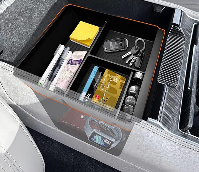 Center console Organizer Tray Compatible with 2022-2026 Jeep Wagoneer/L, 2022-2026 Jeep Grand Wagoneer/L Accessories, Armrest Storage Box with Coin Container（Not for Wagoneer S
