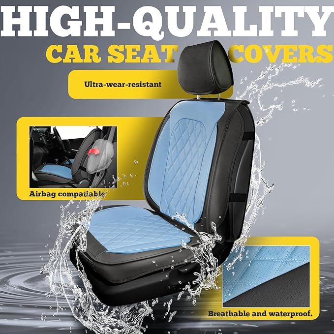 LINGVIDO Car Seat Covers Full Set (5 Seats) - Premium Perforated Nappa Leather, Waterproof Shield, Omni-Adapt Fit SUVs Sedans, Ultimate Family & Pet Protection