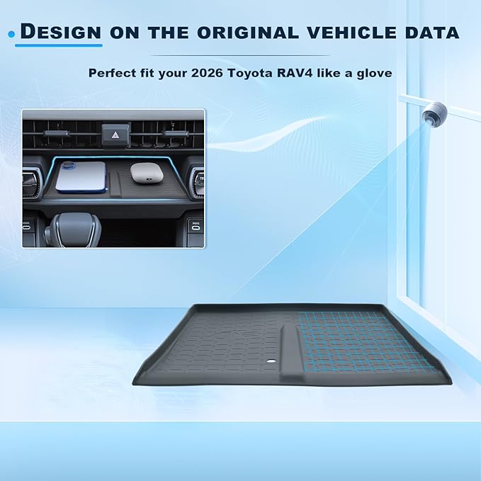 BIXUAN (3PCS 2026 RAV 4 Center Console Organizer Set for 2026 Toyota RAV 4 (6th Gen) Wireless Charging Silicone Mat, Wireless Charger Storage Drawer Box & Console Cup Holder 2026 RAV 4 Accessories