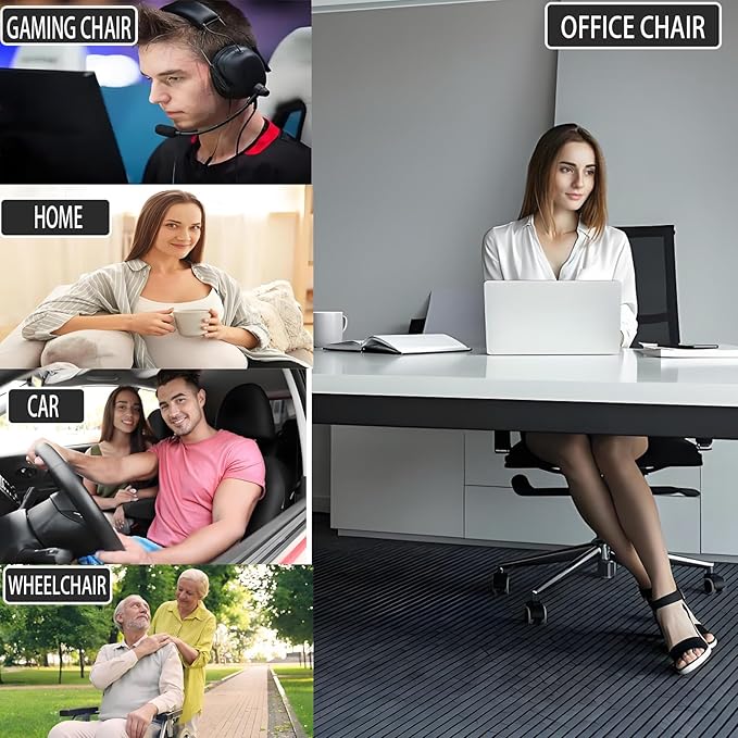 Seashell Memory Foam Seat Cushion -for Office Chair, Truck seat, Car Seat, Airplane Back Support & Sciatica Relief & Tailbone & Coccyx Pain Relief for Long Sitting and Driving(Black)