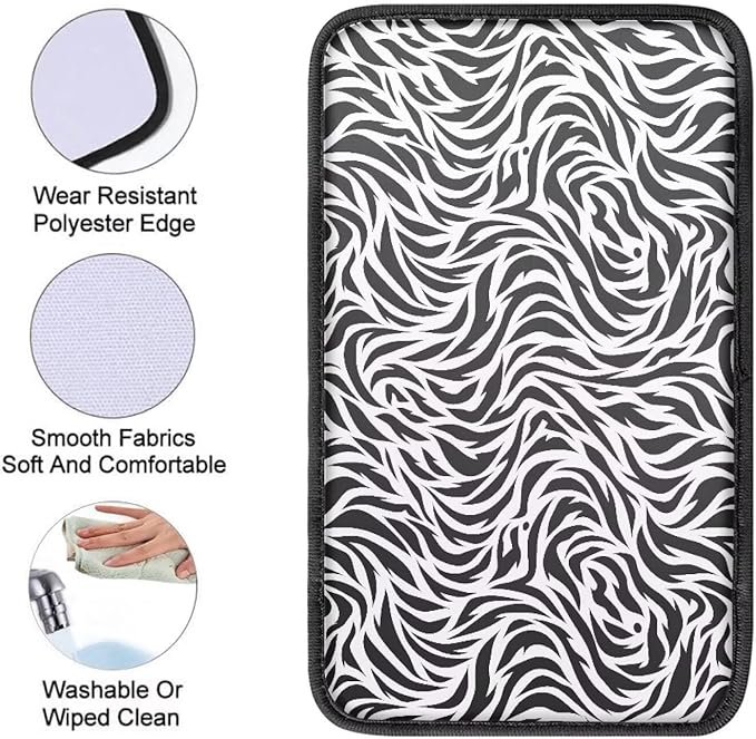 Zebra Stripes Armrest Cover Pad, Universal Car Center Console Cushion Pad, Protect from Pet Claws, Dirt, and Sticky Fingers, Auto Decor Accessories