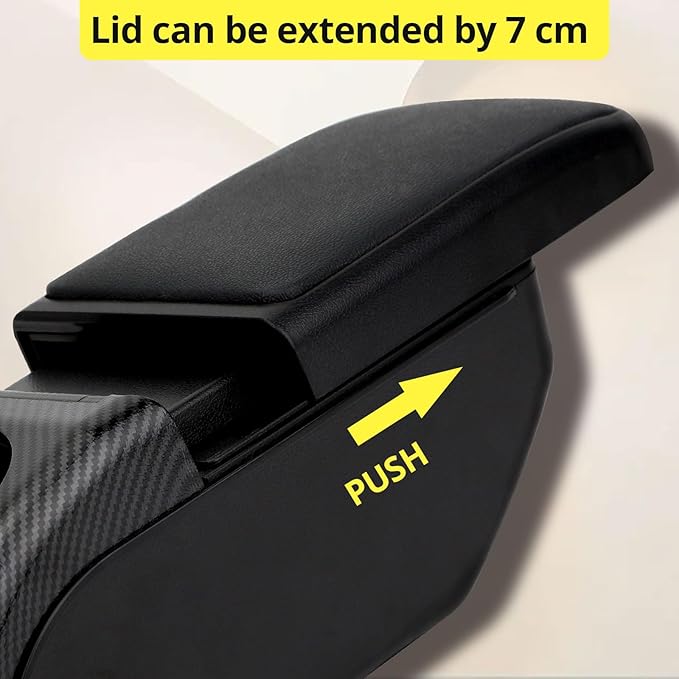 AULPHIKE Compatible with Nissan March Micra Armrest 2011-2016 Car Center Console Organizer Armrests Double Layer Storage with USB Ports（Black Style）