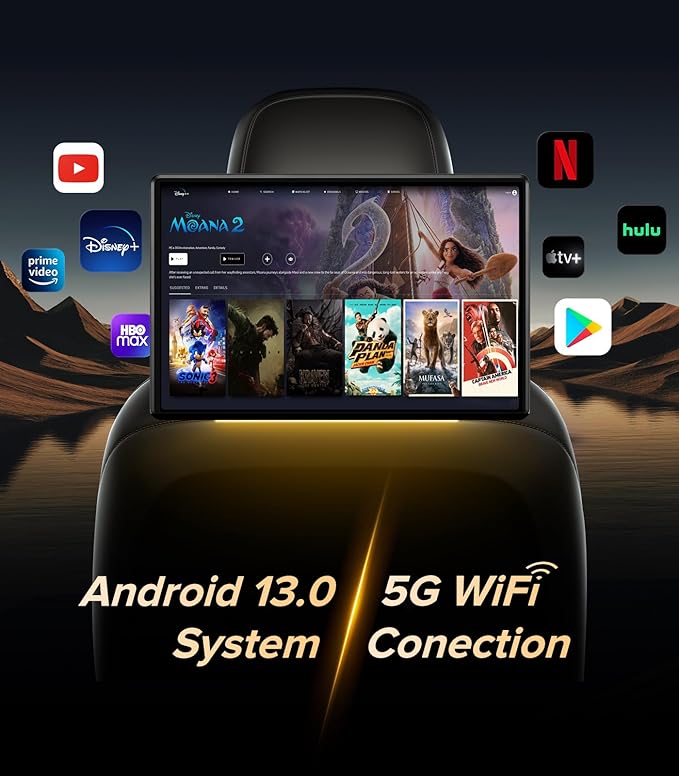 16 inch Android 13 Car Headrest Monitor Screen Car TV Entertainment System for Cars Backseat,Support Phone Wireless Mirroring Sync Screen WiFi HDMI Bluetooth USB SD Video Player 4G+64G (16" 4+64 1pcs)