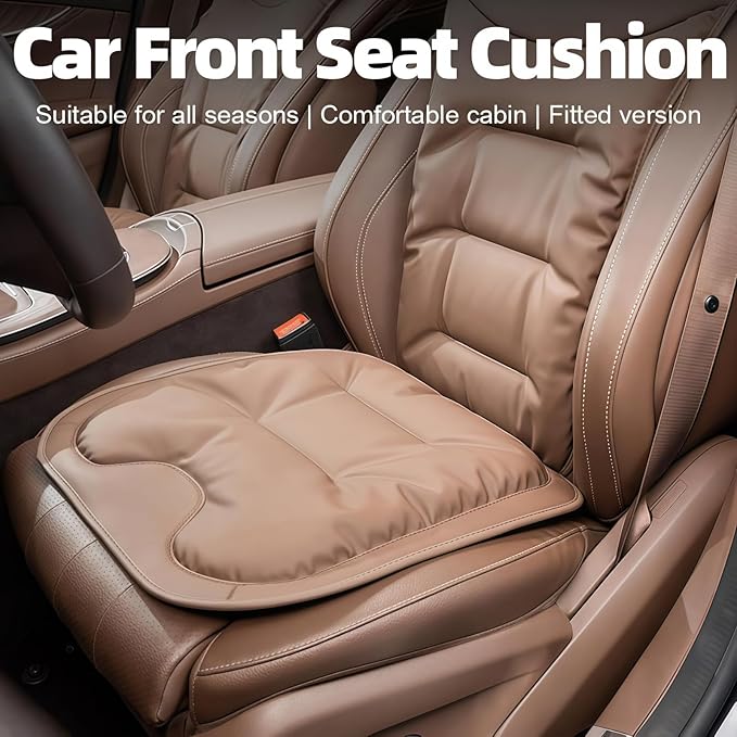 Car Seat Cushion, 2025 New Skin-Friendly Leather Seat Cushions, Breathable Dirt-Repellent Memory Foam Pad for Most Auto & Office Chairs (Orange)