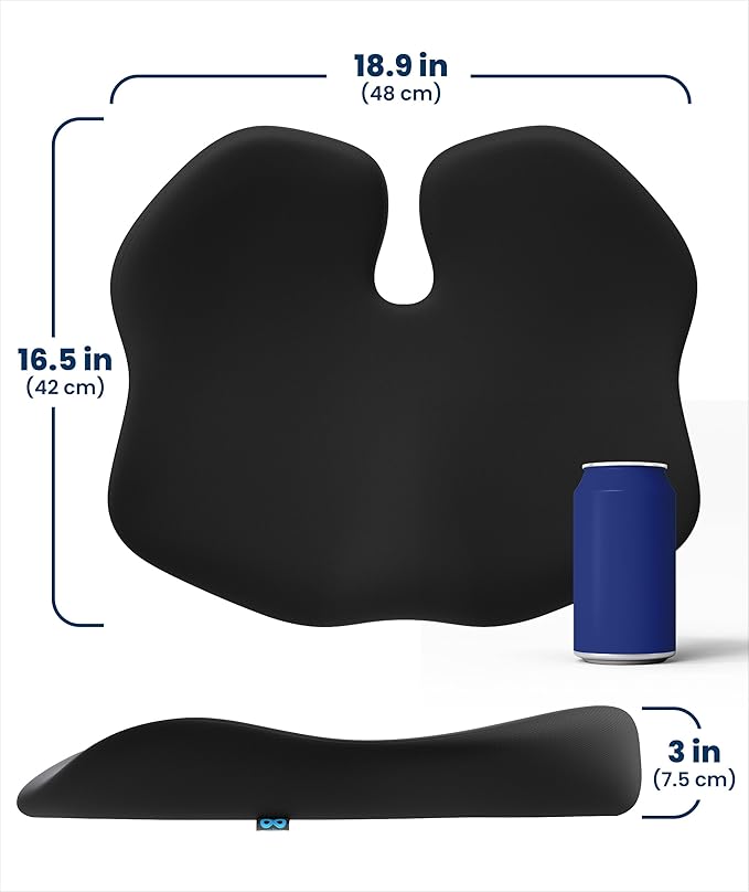 Everlasting Comfort Car Seat Cushion for Driving - Orthopedic Car Cushion for Office, Travel, Gaming Chair Memory Foam Driver Booster for Short People, Non-Slip, Washable Cover, Back & Sciatica Relief