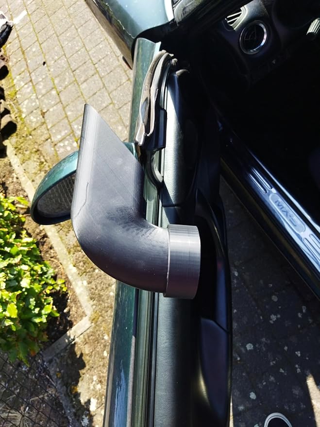 Universal Car Window Side Air Scoop Vent Intake with Adjustable 25-Degree Rotating Outlet Cap, Left and Right Versions Included (Left Side)