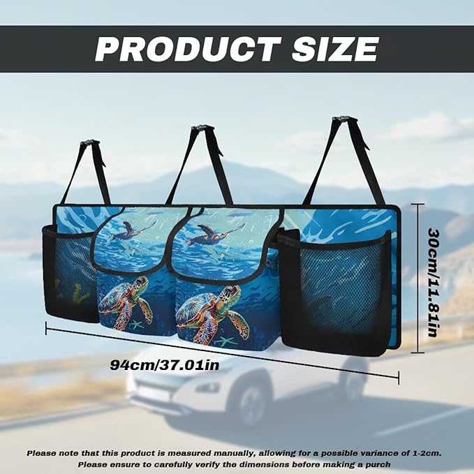 Sea Turtles Trunk Organizer for Women Men Starfish Auto Hanging Seat Back Storage for SUV,Truck,Van Car Organization