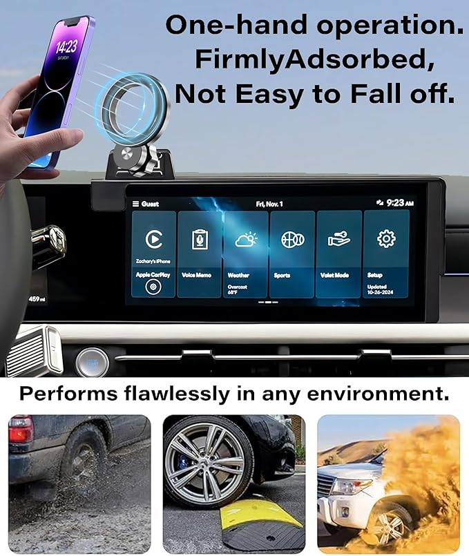 Car Phone Holder for 2025 2026 Hyundai Tucson/Tucson Hybrid Accessories Apply to 12.3 Inch Touch Screen Fixed Clip Magnetic Cell Phone Mount Hands-Free 360 Degree Rotation