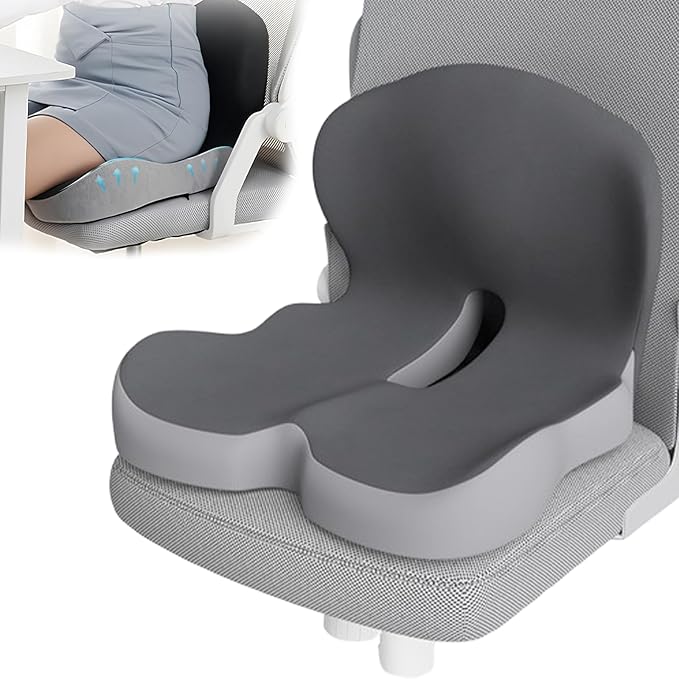 Back and Seat Cushion, Soothe+Cushion,Car Seats with Lumbar Support,Memory Foam Non Slip Skin with Back Support for Office Chair, Car (Color Matching A)
