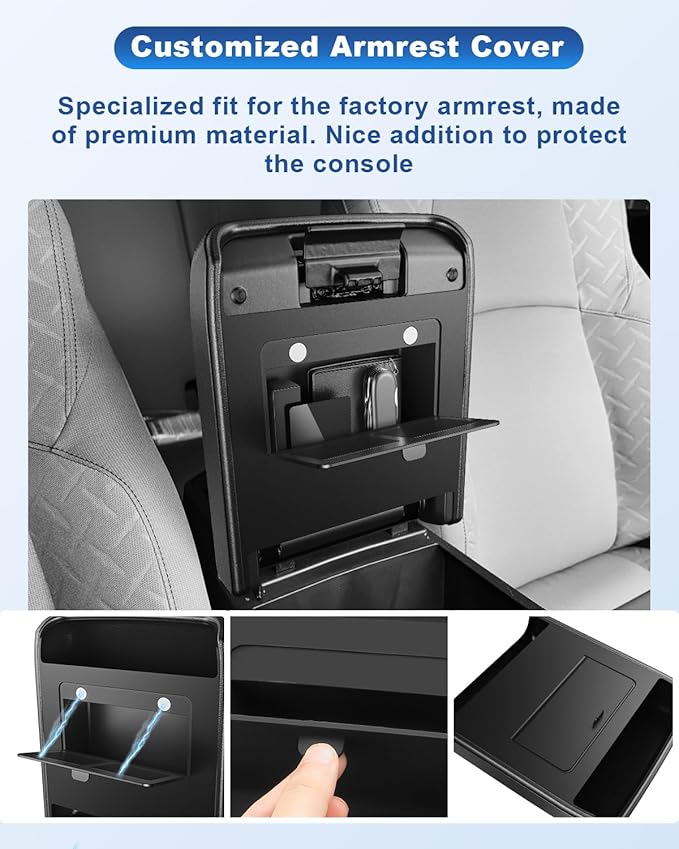 CDEFG for 2025 2026 Toyota Tacoma Center Console Cover with Hidden Storage for 2024-2026 Toyota Tacoma Accessories Armrest Cover Middle Console Pad with Magnets Secret Box