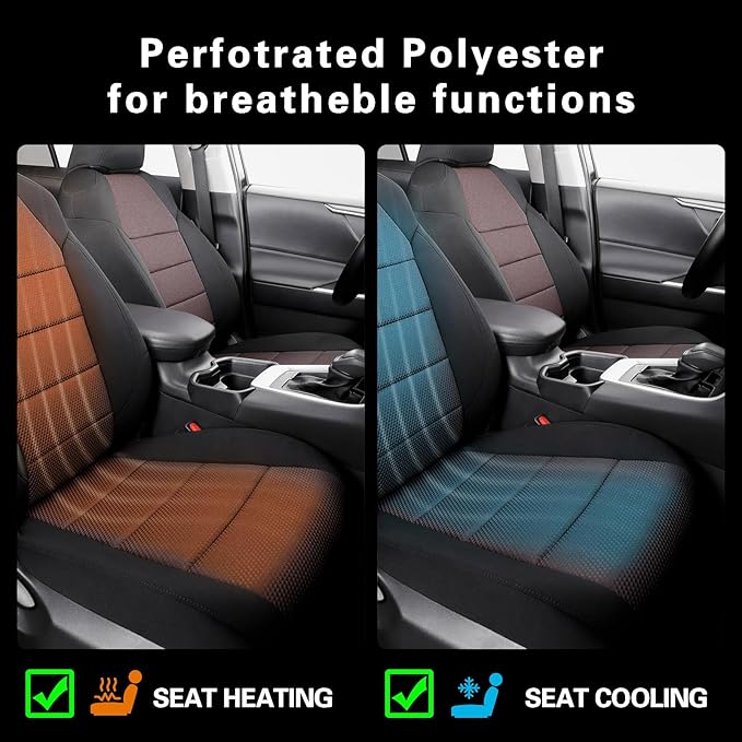 coverdream 2026 Rav4 Seat Covers Custom Fit for 2026 Toyota Rav4 Hybrid (Woodland/Limited) SUV,Full Set Polyester Car Seat Protector Black & Wine Red