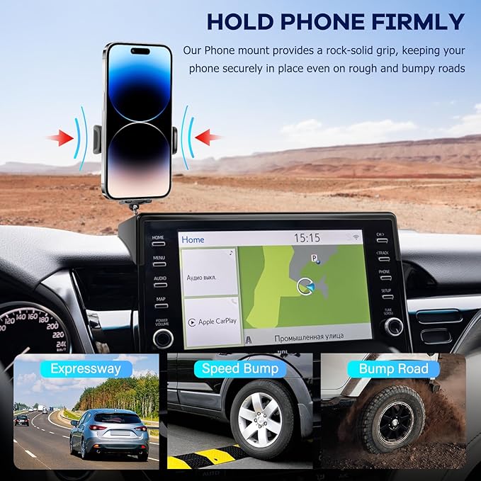 Car Phone Holder Fit for 2021-2024 Toyota Camry 7-inch Screen with Dashboard Organizer Cell Phone Mount Holders Fit for Camry Accessaries Fixed Clip Hands-Free &360°Rotation(Not Fit 9 inch)