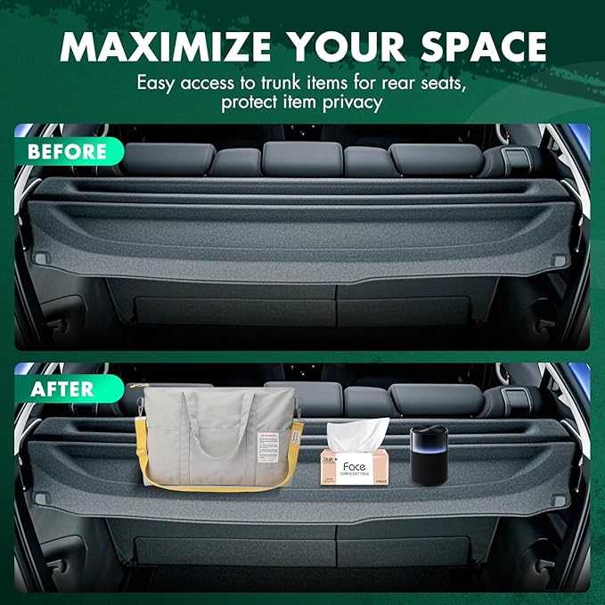 Cargo Cover for 2014-2017 Fit for Ford Fiesta 1.0L 2011-2019 Fit for Ford Fiesta 1.6L Retractable Rear Trunk Cargo Shade Luggage Security Cover Shielding Waterproof