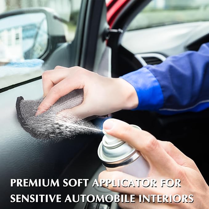 Mudder 12 Pcs Car Interior Scrubbing Sponge 5'' x 3'' Fiber Car Wax Applicator pad Household Cleaning Sponges for Leather Car Seat Couch Cleaning (Gray Black)
