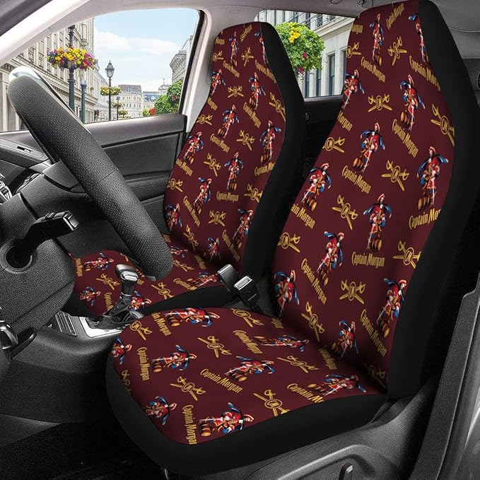 GENANY Pirate Captain Whisky Car Seat Covers Set of 2, Breathable Front Seat Covers for Truck Sedan SUV, Pirate Car Accessories, Wine Themed Gift for Women Men