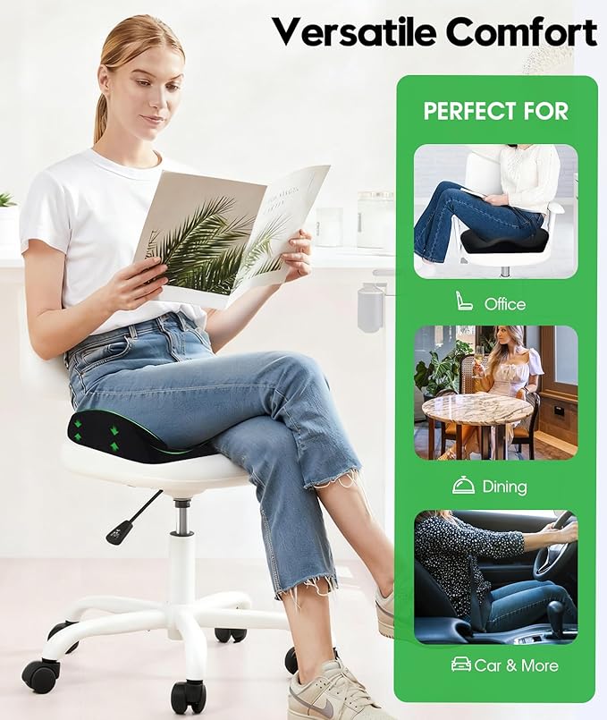 Premium Seat Cushion - Pressure Relief Cushion for Office Chair, Car, Wheelchair | Cool Gel Memory Foam for Tailbone Pain Relief | Multi-Purpose Comfort