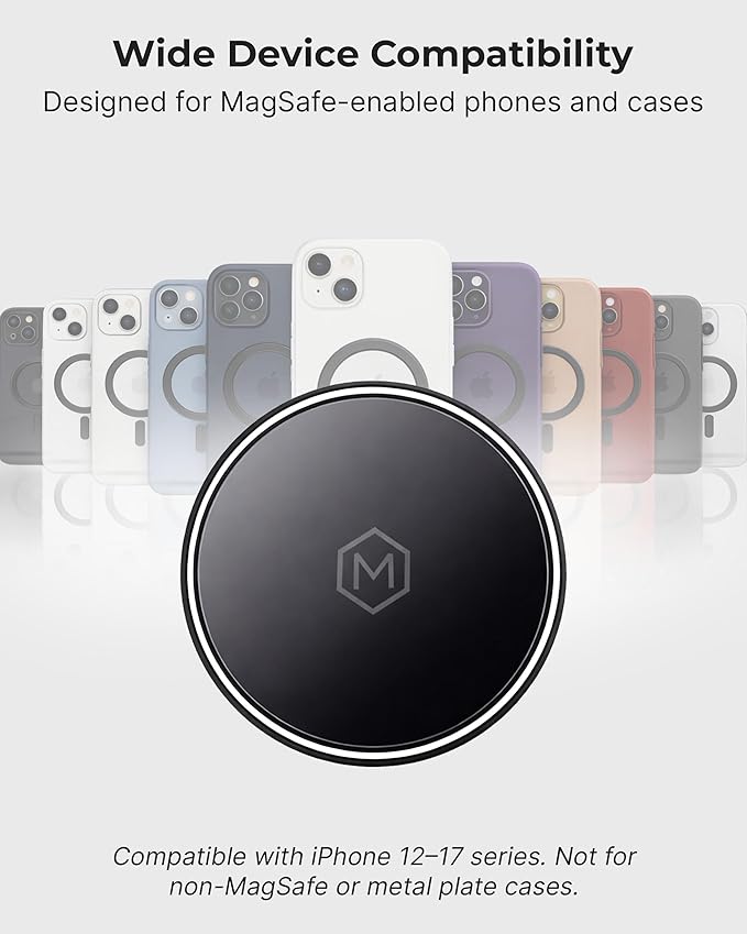 Mag Switch Qi2 Mag Safe Wireless Telescopic Suction Cup Mount, 15W Fast Charger with a Built in on/Off Switch for Smarter Charging, Strong N52 Magnets, Compatible with iPhone 12-17