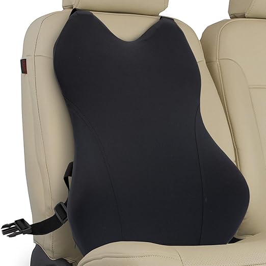 Cheer Collection Lumbar Support Pillow for Car Seat, Memory Foam Lower Back Cushion with Adjustable Straps, Ergonomic Design, Washable Cover