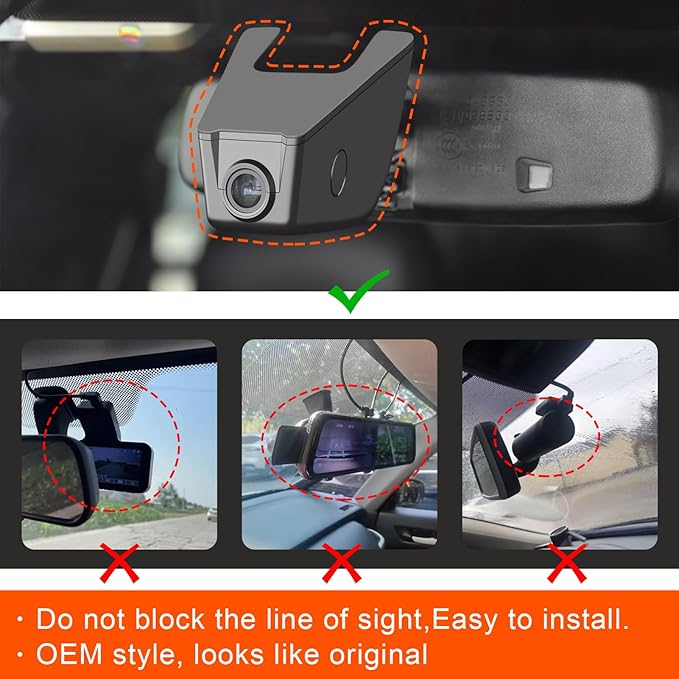 Mangoal 4K Dash Cam Fit for Ford Mustang S550 2015-2021(No a Big Cover), EcoBoost Premium GT Premiun Bullitt V6(Model B), Does Not Fit Ford Mustang S650 2024, WiFi & App, 64GB Card