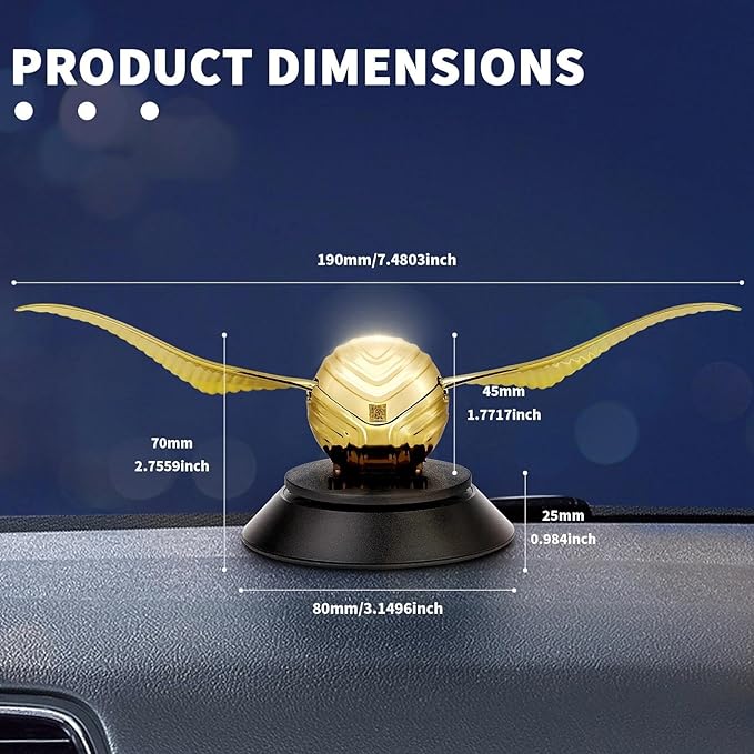 Kwak's Solar Car Air Fresheners,Solar Car Air Freshener with Swinging Wings for Car Interior Autorotation Decoration Accessories(Gold)