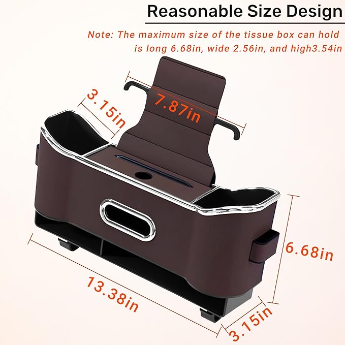 2025 New Back Seat Car Organizer, Multifunctional Seat Back Storage Box, Universal Car Tissue Holder, Five-in-one Multifunctional Storage Box (Brown)