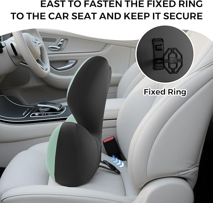 BEBAS Lumbar Support Pillow for Car, Ergonomic Memory Foam Back Cushion for Driving, Lower Back Support for Pain Relief, Lumbar Cushion for Car Seats, Office Chairs, Wheelchairs - Green