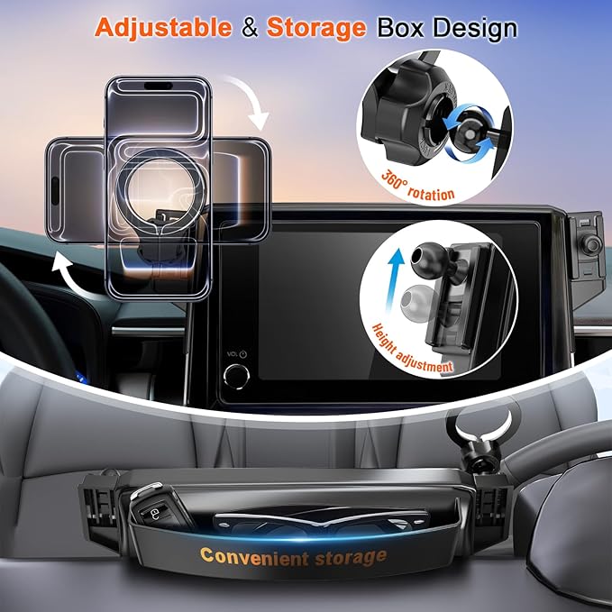 Phone Holder for Toyota Corolla 2026 2025 2024 2023 2022 2021 2020 & Corolla Cross 2022-2026 Accessories: (Fits 8 inch Screen)(Compatible with MagSafe) Magnetic Cell Car Mount for iPhone Samsung