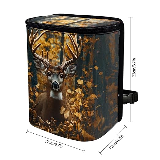 Deer Car Trash Can Auto Garbage Bag with Lid Leak-Proof Car Storage Bag Garbage Bag Hanging for Headrest Portable Vehicle Backseat Organizer