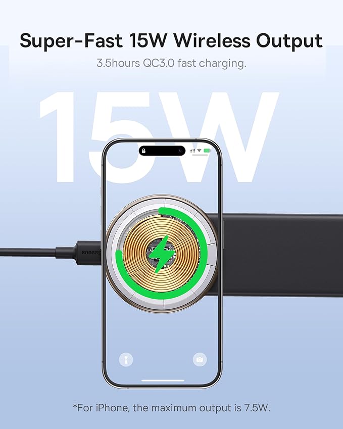 Baseus 15W for MagSafe Car Mount Charger, Magnetic Wireless Fast Charging, Bendable Memory Titanium Alloy Car Charger Phone Holder for All Dashboard, Cell Phone Holder for Car & for iPhone etc