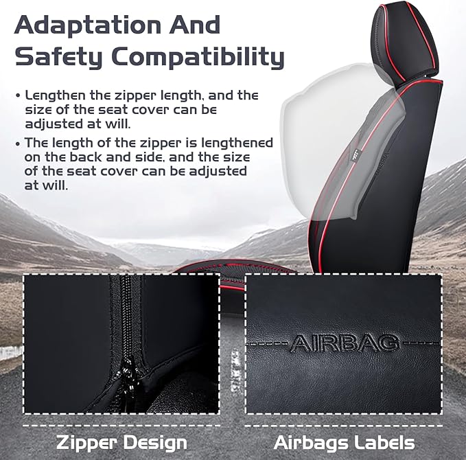 Truck Seat Covers for Ford Bronco 2021-2026, Waterproof Premium Leather Full Coverage Car Seat Covers, Muscle Sport Style Auto Interior Seat Cover Sets (Front Set/Black Red)