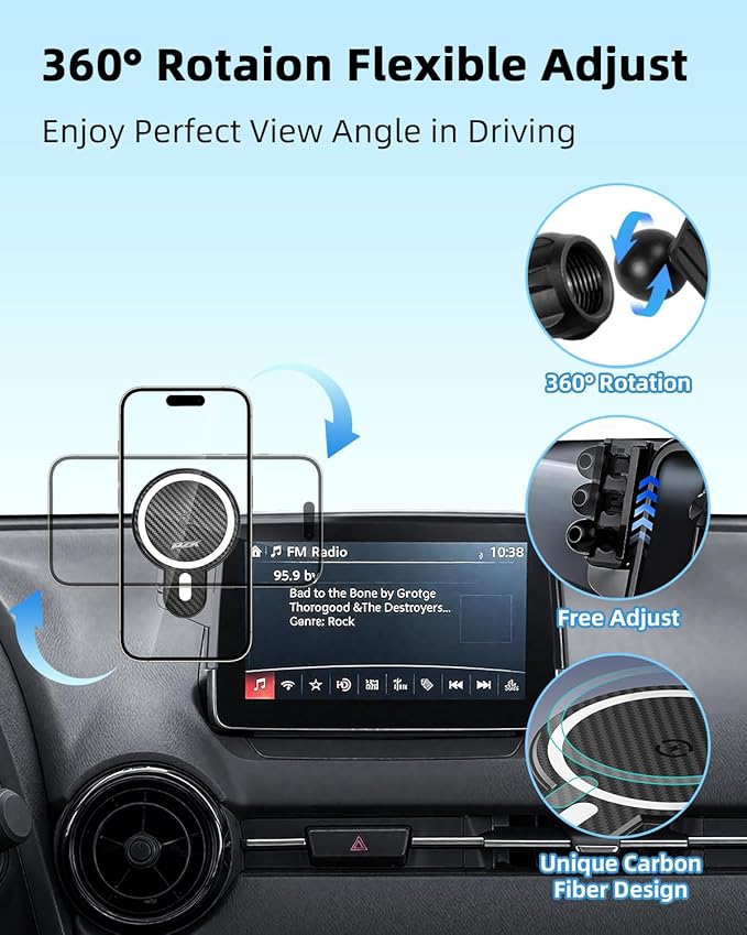 PZK Car Phone Mount for Mazda CX-3 2016-2021 /Mazda 3 2014-2016 /MX-5 Miata 2016-2023 Accessories 7-Inch Screen Magnetic 15W Fast Wireless Charger Phone Cradles Car Phone Holder Not Affect Vent