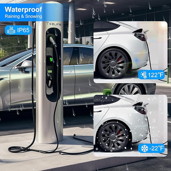J1772 to Tesla Charger Adapter,for Tesla Model-3/Y/X/S with Safety Certified Charger Connecting Charging Adapter, Max 80A 250V Fast Charging,IP65 Waterproof,Optimal Fit,Easy Setup[Only for Tesla Car]