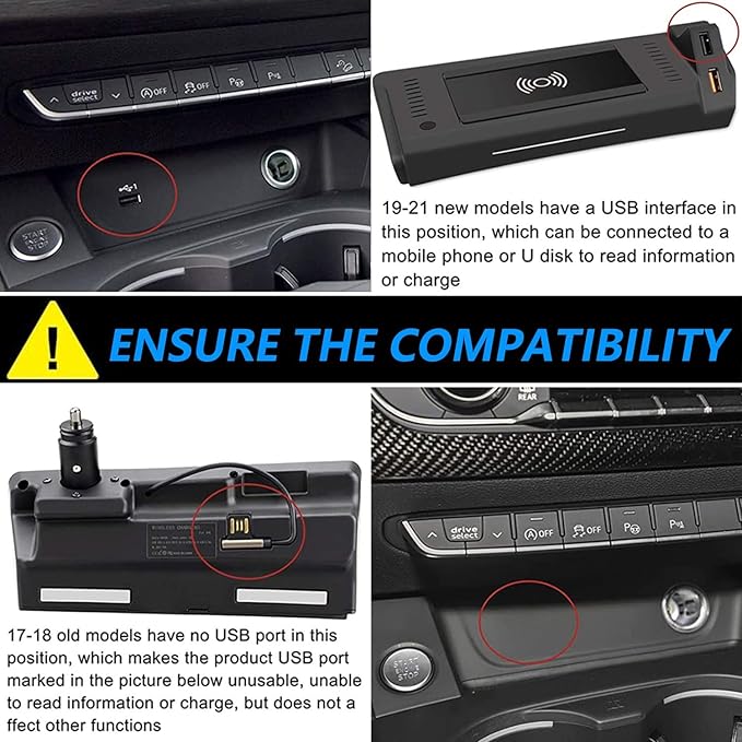 Wireless Car Charger for Audi A4 S4 RS4 A5 S5 RS5 2017-2022, 15W Qi Fast Charging Phone Charger Center Console for Audi B9 A4 A5 Sedan/Allroad/Quattro/Coupe/Sportback/Cabriolet Accessory