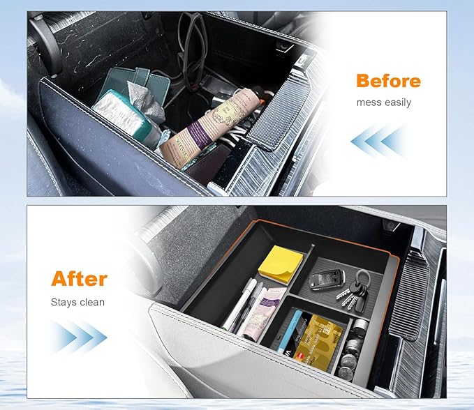Center console Organizer Tray Compatible with 2022-2026 Jeep Wagoneer/L, 2022-2026 Jeep Grand Wagoneer/L Accessories, Armrest Storage Box with Coin Container（Not for Wagoneer S