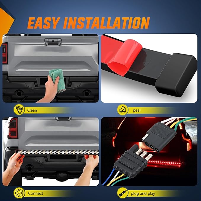 Nilight Truck Tailgate Light Strip 60Inch Arrow 540 LED with Red Running Brake Lights Amber Turn Signals Strobe Lights