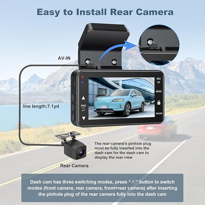 Dash Cam Front and Rear, 4K+1080P FHD Dual Camera with ADAS, GPS, 5G WiFi & App Control, 64GB Card Included, G-Sensor, Night Vision, Loop Recording, 170°Wide Angle, WDR, 24H Parking Mode