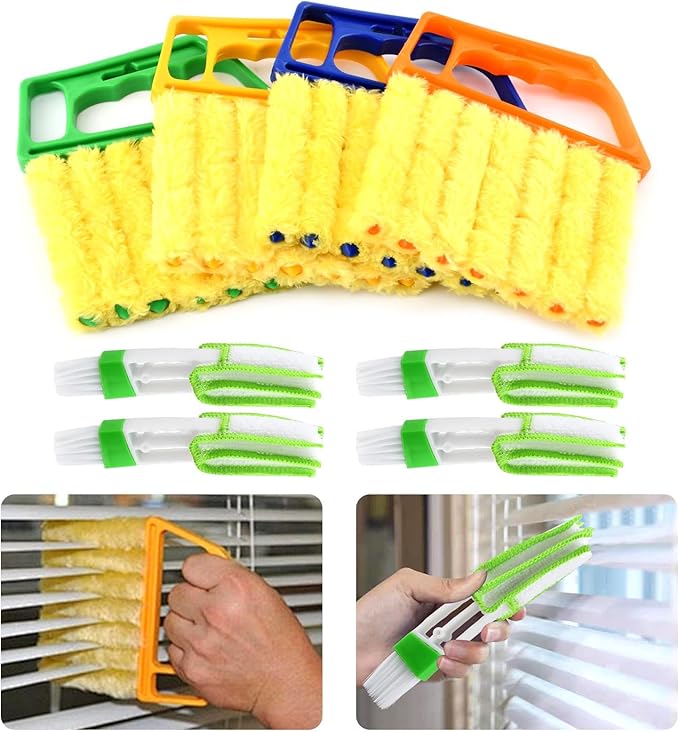 5Pcs Blind Cleaner Duster Tool Window Blind Cleaner,7 Fingers Dusting Cleaners and Air Vent Cleaners for Blinds,Air Conditioner Vents,Fans Vents,Detachable and Washable(Yellow+Green+Blue)