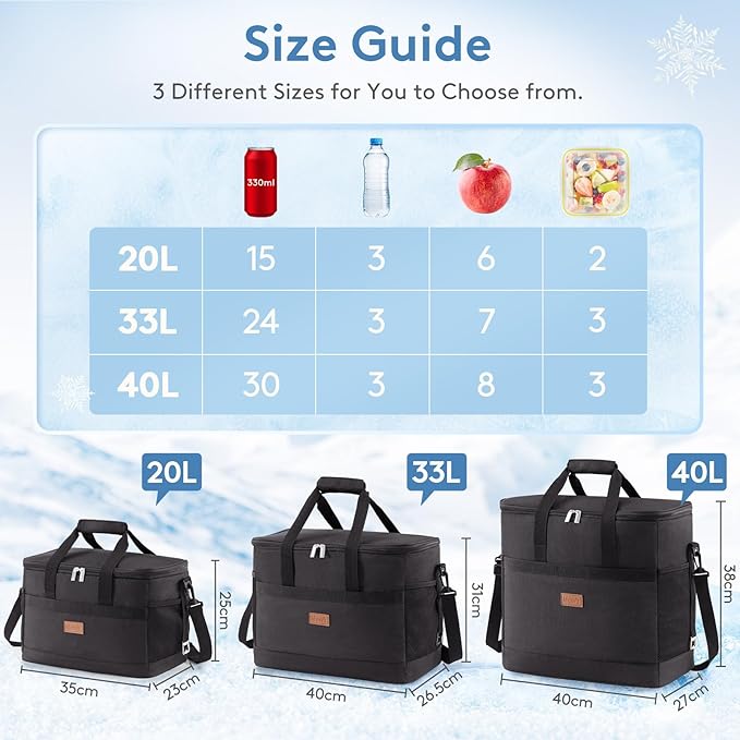 Lifewit Cooler Bag 30/50/60 Cans Collapsible and Insulated Large Lunch Bag Leakproof Soft Cooler Portable Tote for Camping/BBQ/Family Outdoor Activities
