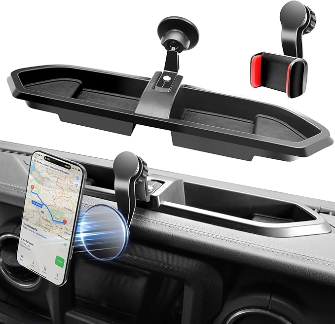 Magnetic Phone Mount for Jeep 2018-2023 Wrangler JL JLU & Gladiator JT - Dashboard Phone Holder with Magsafe for Jeep Wrangler & Gladiator Accessories (Not for 4XE)