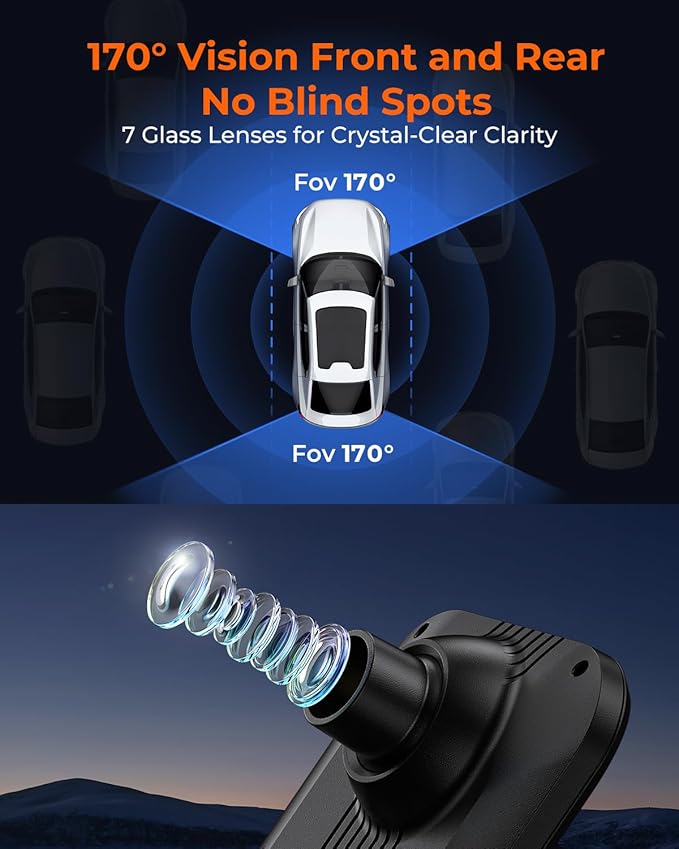 ACUMEN 4K Rear View Mirror Camera,Smart 12" Touch Screen Mirror Dash Cam Front and Rear,Backup Camera for Cars & Trucks with Blind Spot Detection (M4 2CH)
